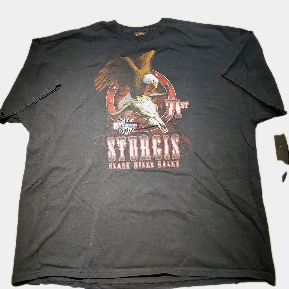 Sturgis 2011 #71 HD Bikers MOTORCYCLE Harley Blk Hills  Black T Shirt Vtg 3XL